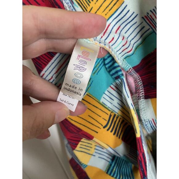 LuLaRoe Womens Leggings Sz TC Teal‎ Mint Yellow Gold Red Geometric 12 14 16 18 - Picture 6 of 8